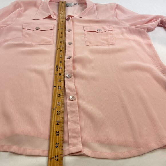 Lot of 2 Linea by Louis Dell O'lio Chiffon Button Front Blouses Pink Black Sz XL - Picture 8 of 9